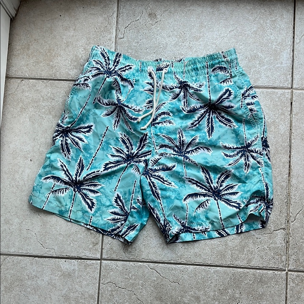 Old Navy Blue and White Swim Trunks Quick-Dry Drawstring